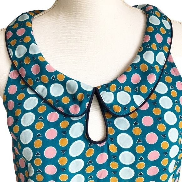 ModCloth Peter Pan Collar Keyhole Sleeveless Blouse Size Small - Picture 5 of 9